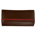 Wavelet Genuine Leather Brown Clutch with Red line